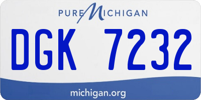 MI license plate DGK7232