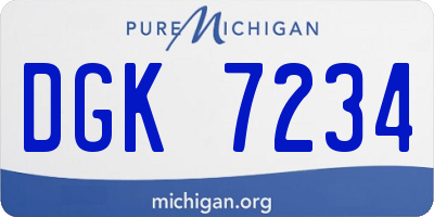 MI license plate DGK7234
