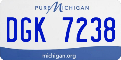 MI license plate DGK7238