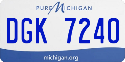 MI license plate DGK7240