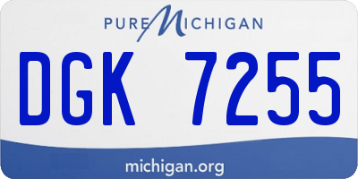 MI license plate DGK7255