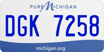 MI license plate DGK7258
