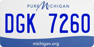 MI license plate DGK7260
