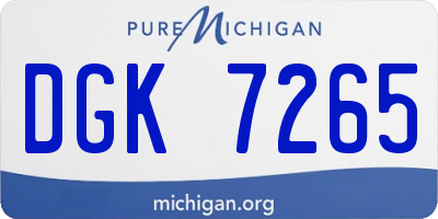 MI license plate DGK7265