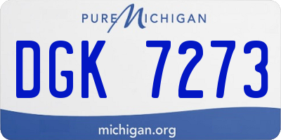 MI license plate DGK7273