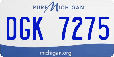 MI license plate DGK7275