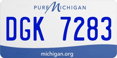 MI license plate DGK7283
