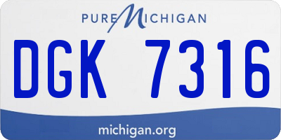 MI license plate DGK7316