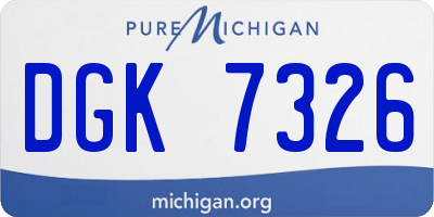 MI license plate DGK7326