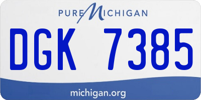 MI license plate DGK7385