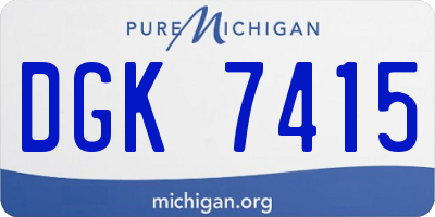 MI license plate DGK7415