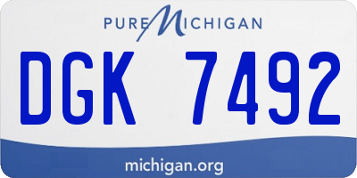 MI license plate DGK7492