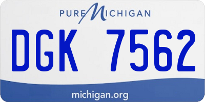 MI license plate DGK7562