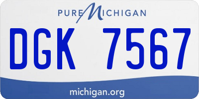 MI license plate DGK7567