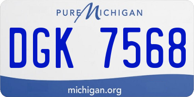 MI license plate DGK7568