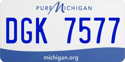 MI license plate DGK7577