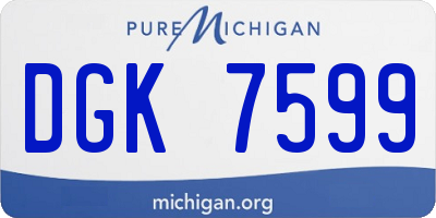 MI license plate DGK7599