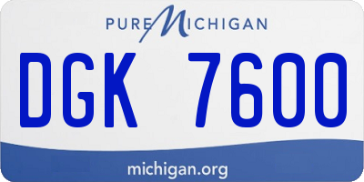 MI license plate DGK7600