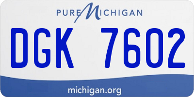 MI license plate DGK7602