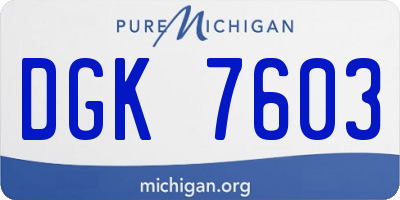 MI license plate DGK7603