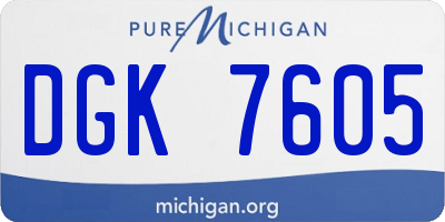 MI license plate DGK7605