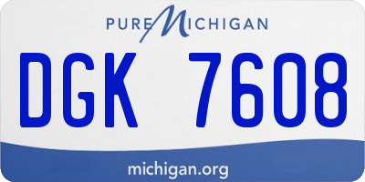 MI license plate DGK7608