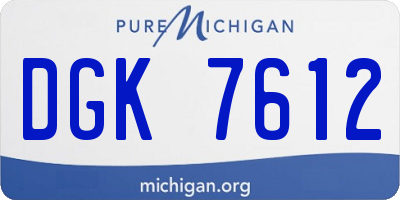MI license plate DGK7612