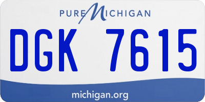 MI license plate DGK7615