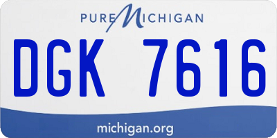 MI license plate DGK7616