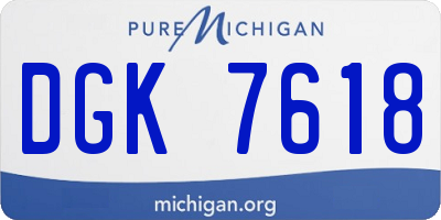 MI license plate DGK7618