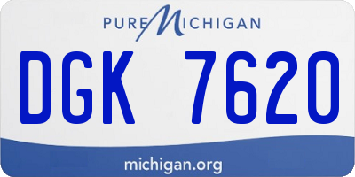MI license plate DGK7620