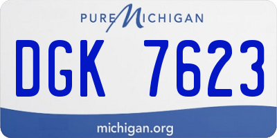 MI license plate DGK7623