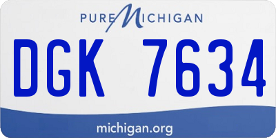 MI license plate DGK7634