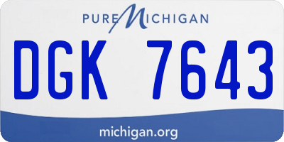 MI license plate DGK7643
