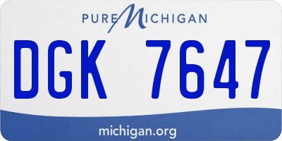 MI license plate DGK7647