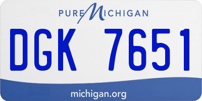 MI license plate DGK7651
