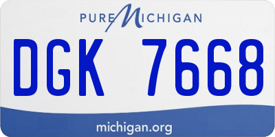 MI license plate DGK7668