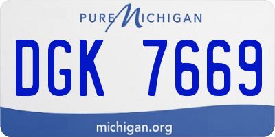 MI license plate DGK7669