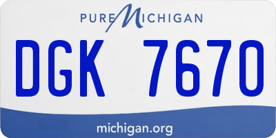 MI license plate DGK7670
