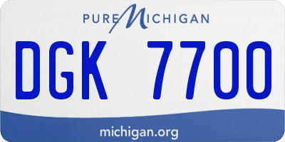 MI license plate DGK7700