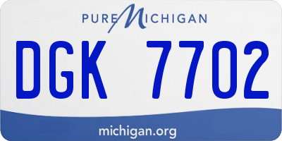MI license plate DGK7702