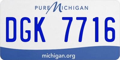 MI license plate DGK7716