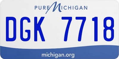 MI license plate DGK7718