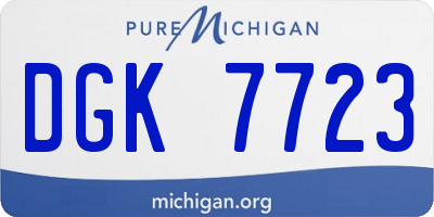 MI license plate DGK7723