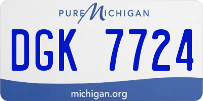 MI license plate DGK7724