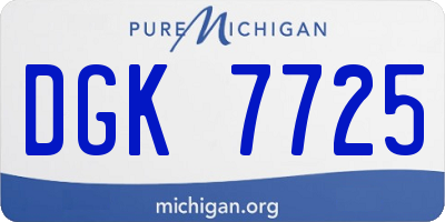 MI license plate DGK7725