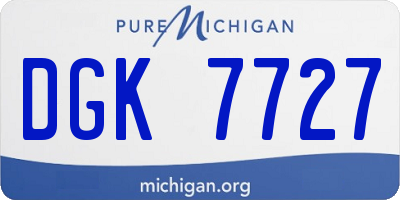 MI license plate DGK7727
