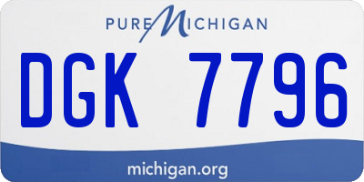 MI license plate DGK7796