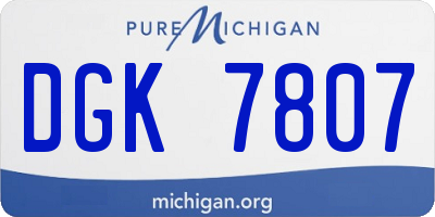 MI license plate DGK7807