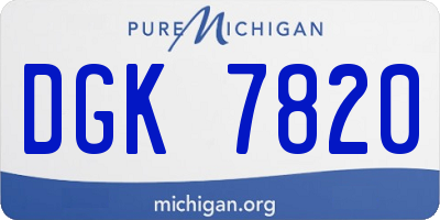 MI license plate DGK7820